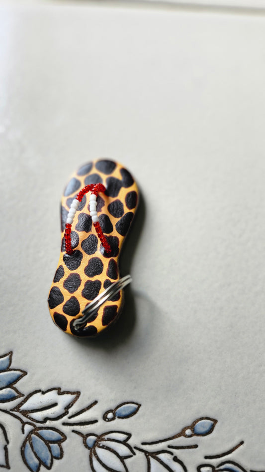 Animal print sandal-shaped Keychain