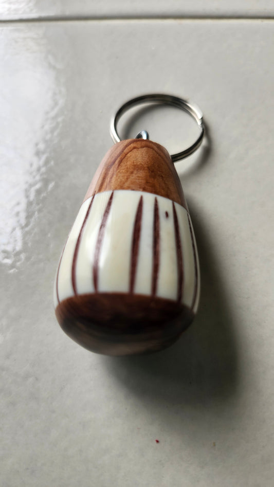 Wooden and smooth stone gourd keychain