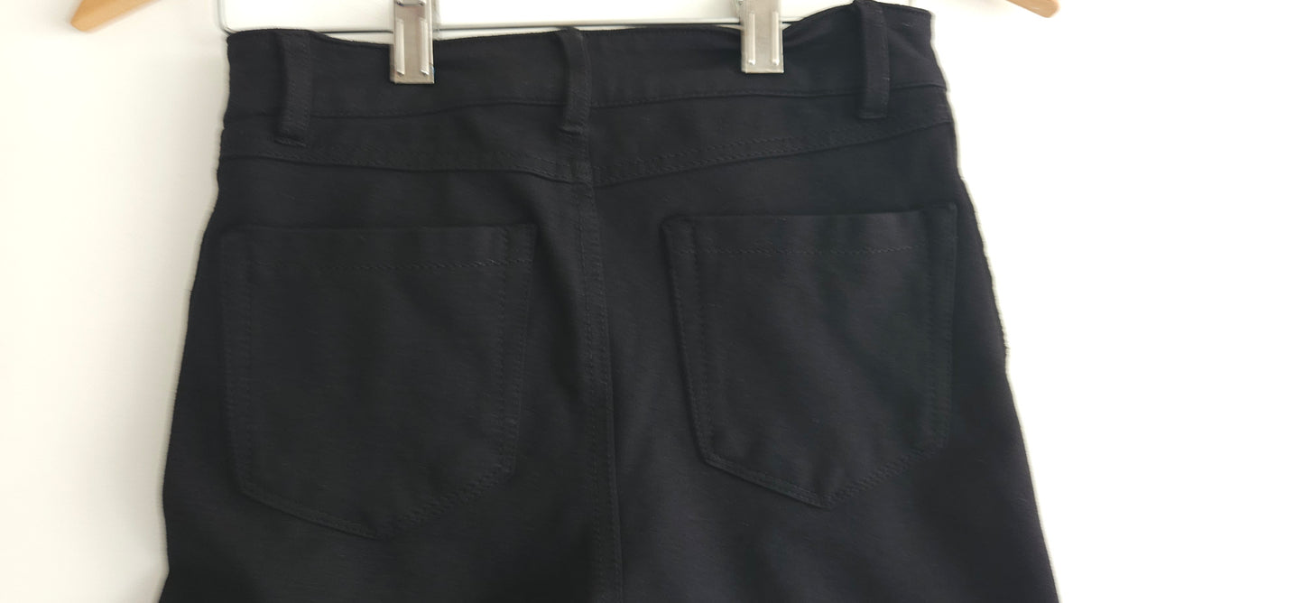 Timing black pants with leather on side